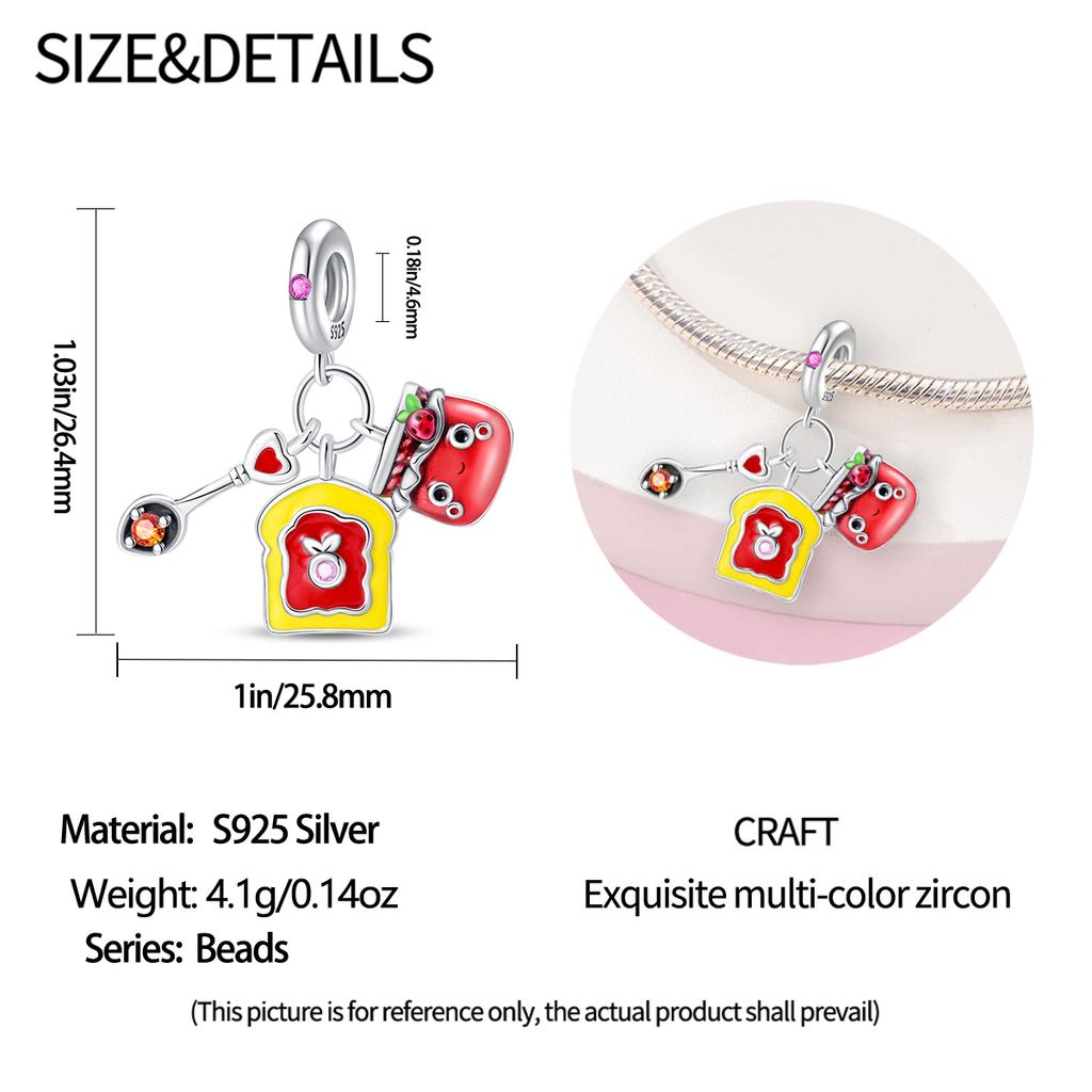 Originalcopper Charms Luxury Breakfast Beads Fit Bracelet Diy Women Making Delicate Gift