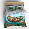 Otter Family With Marine Life Printed Duvet Cover Set1 Duvet Cover+2 Pillowcasemulti Size Bedroom Bedding Decor Luxury Gifts