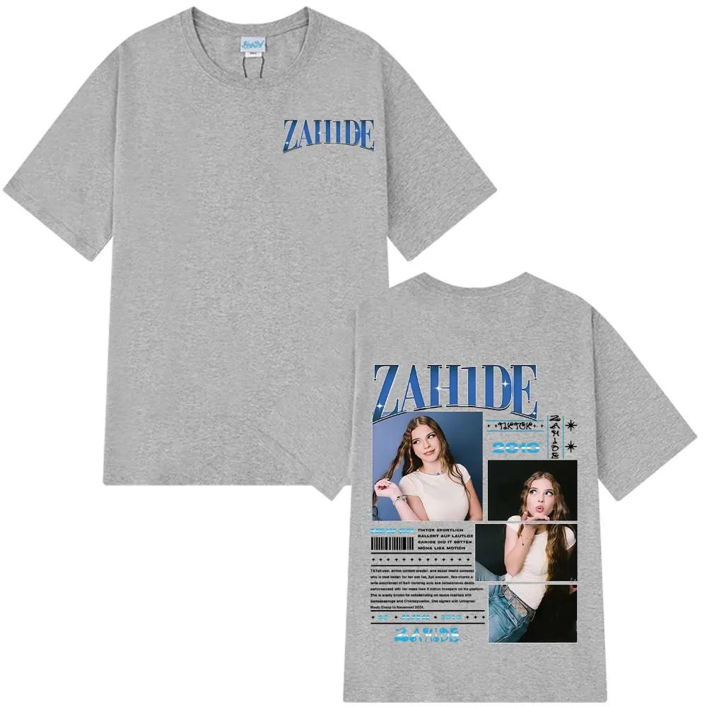 2026 Summer Singer Zahide Merch Album Graphic T-shirt Men's Fashion Hip-hop Retro Cotton Short-sleeved Loose Casual Shirt Y2k
