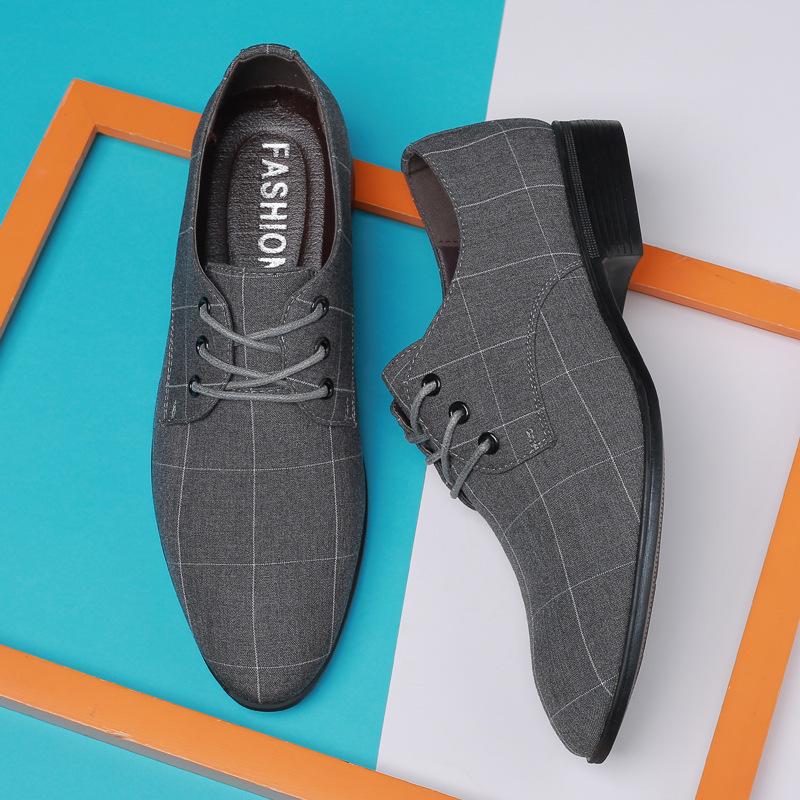 Summer new cloth shoes men's business casual shoes breathable pointed canvas leather shoes trend versatile fashion men's shoes