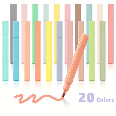 12/20pcs Pastel Morandi Square Highlighter Markers: Aesthetic Chisel Tip, No Bleed & No Smear, for Journaling School & Office