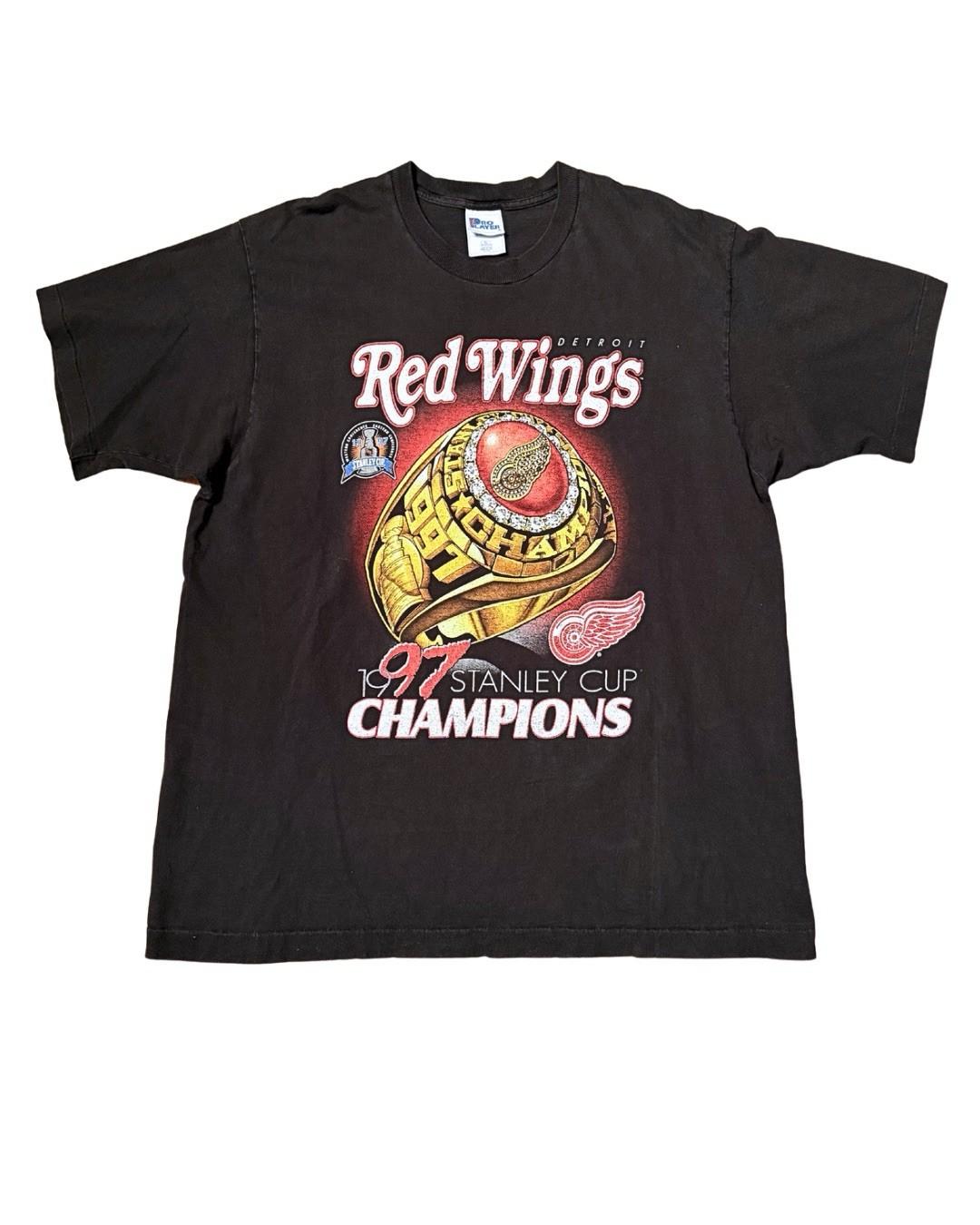 Vintage 90’s Detroit Red Wings Stanley Cup 1997 Champions T Shirt size XL S