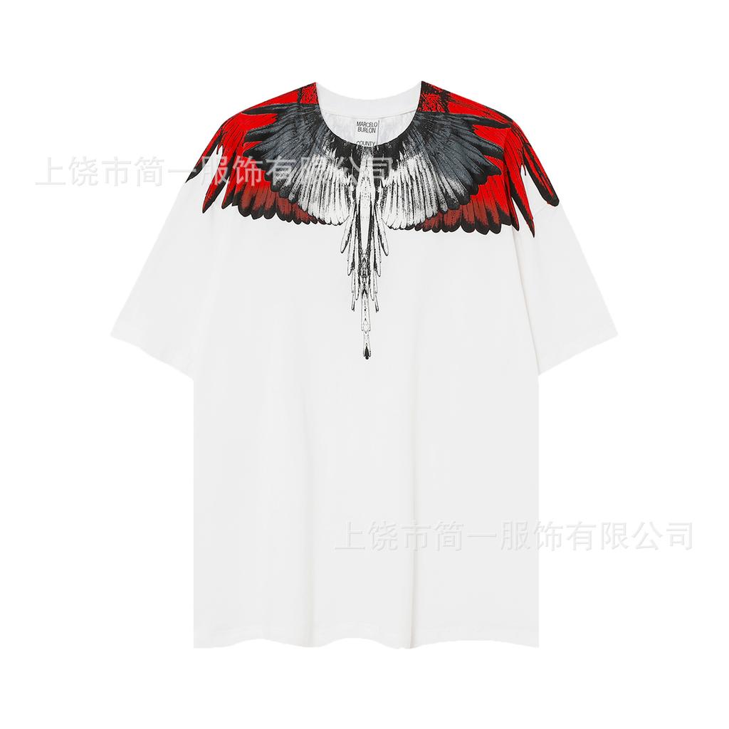 Summer Men's and Women's Same Fashion Trend T-shirt Personalized Trend Wing Printing Comfortable and Simple