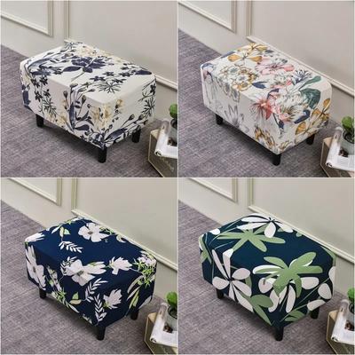 Ottoman Stool Cover Stretch Spandex Footstool Slipcovers All Inclusive Sofa Stool Covers For Living Room Home Pastoral Style