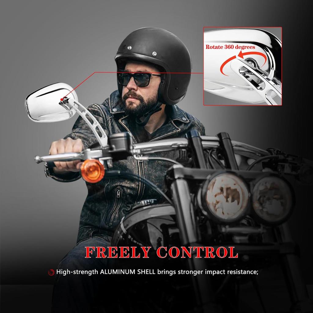 Chrome 8Mm Rearview Mirrors For Touring Road Glide FLTRX Electra Glide FLHT Road King FLHR Street Glide FLHX Sportster Dyna Softail Models 1982-