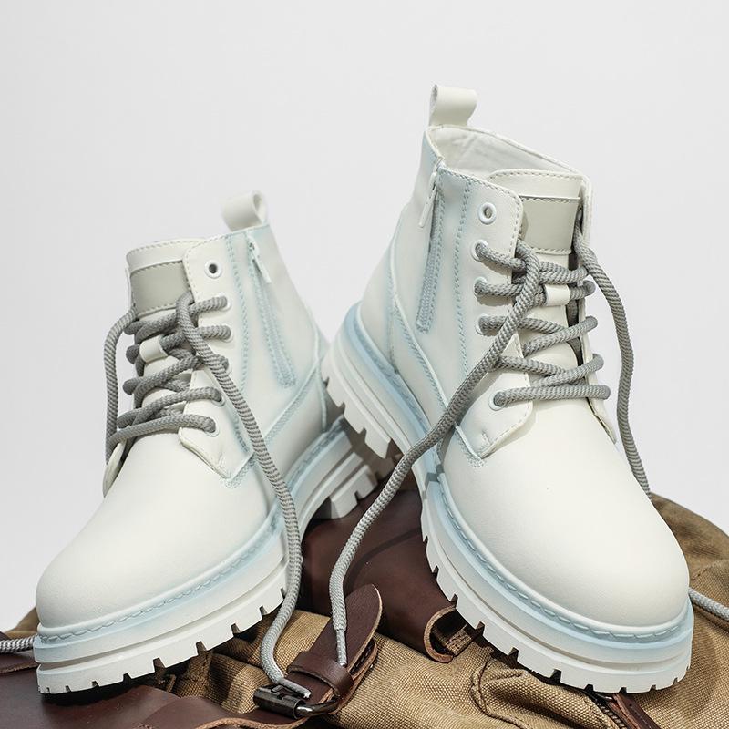 

Men s High-Top Yellow Retro Martin Boots - Waterproof, Height-Increasing Casual Work Boots 43