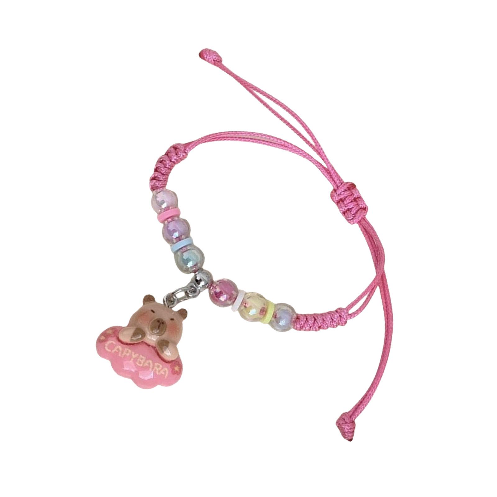 

Красочный макраме-браслет для детей с милыми мультяшными дизайнами капибар и регулируемым мягким ремешком, идеально подходящий для подарков 1