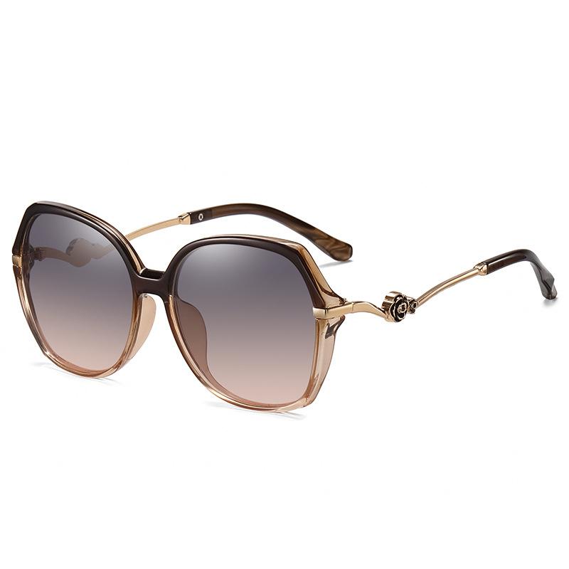 Polarisierte Sonnenbrille mit großem Rahmen, Farbwechsel-Sonnenbrille für Damen, modische Metallbrille