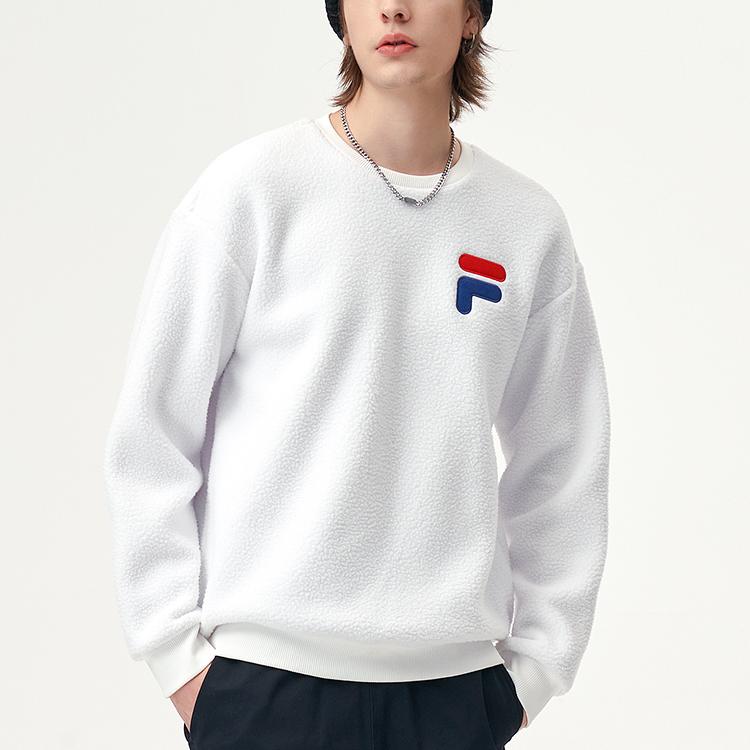Fila Fusion Logo Print Fleece Pullover Sweatshirt Herren sweatshirt Weiß T11U146202FWT