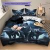 3pcs Wolf Pack Moonlight Bedding Set Down Comforter Cover and Pillowcases, Suitable for All Seasons(No Insert)-0729075