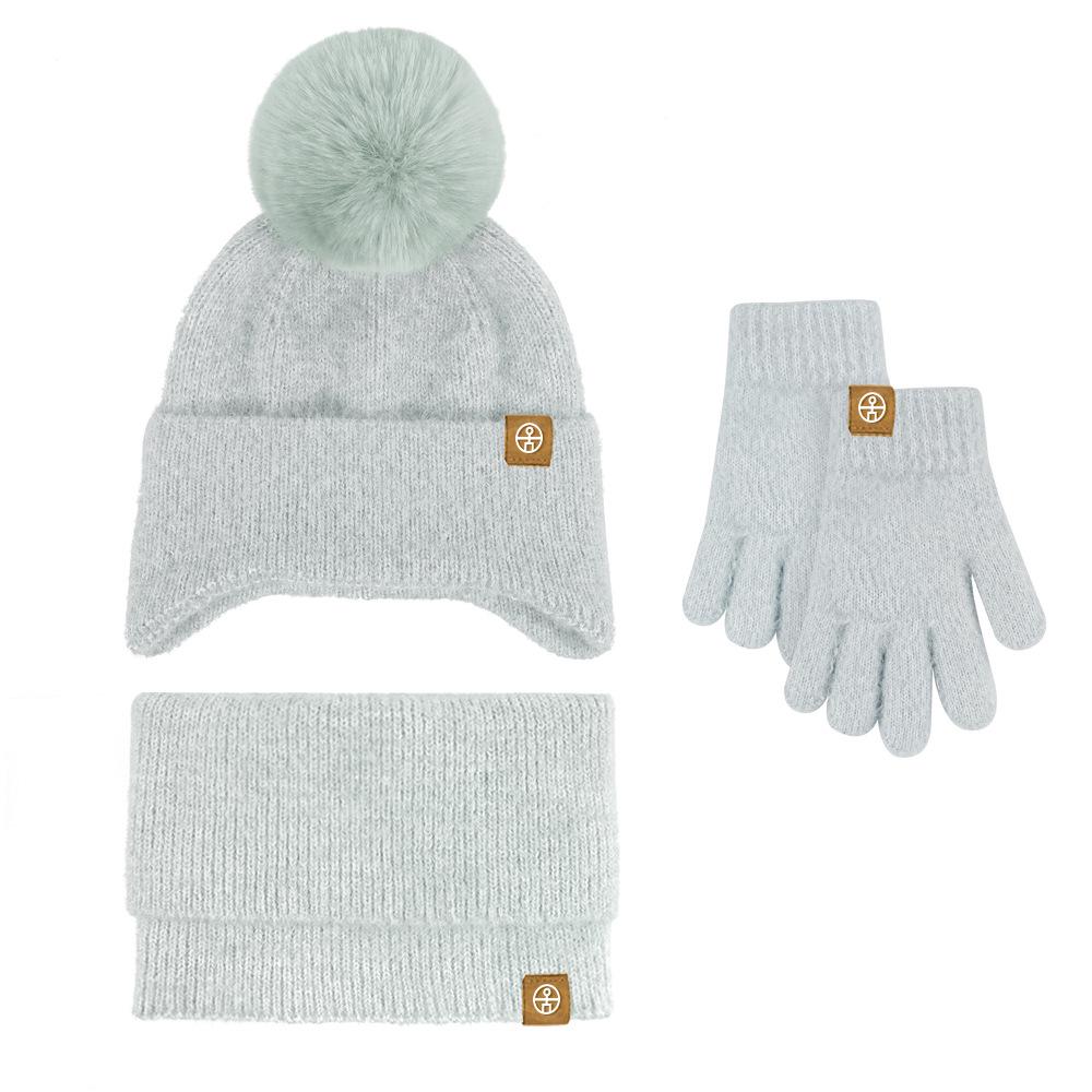 Детский унисекс зимний вязаный набор: шапка, снуд и перчатки