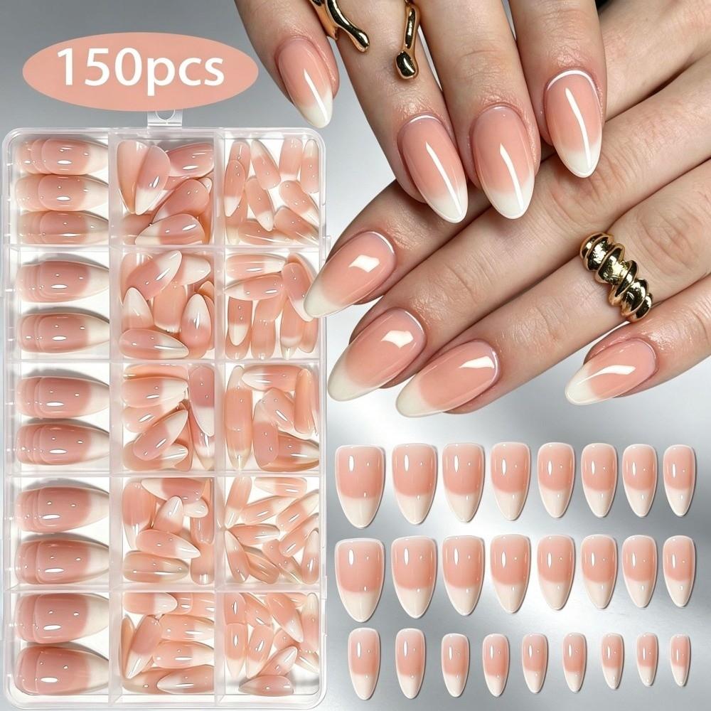 150Pcs/Box Glossy Finish Press On Nails Gradient Design Full Cover Nails False Nails For Women