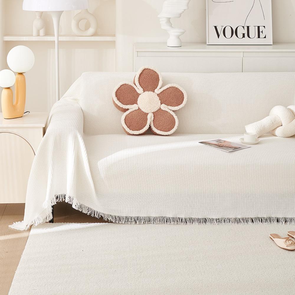Cream Style Sofa Cover Full Coverage Universal All Season Couch Blanket for Picnic Camping