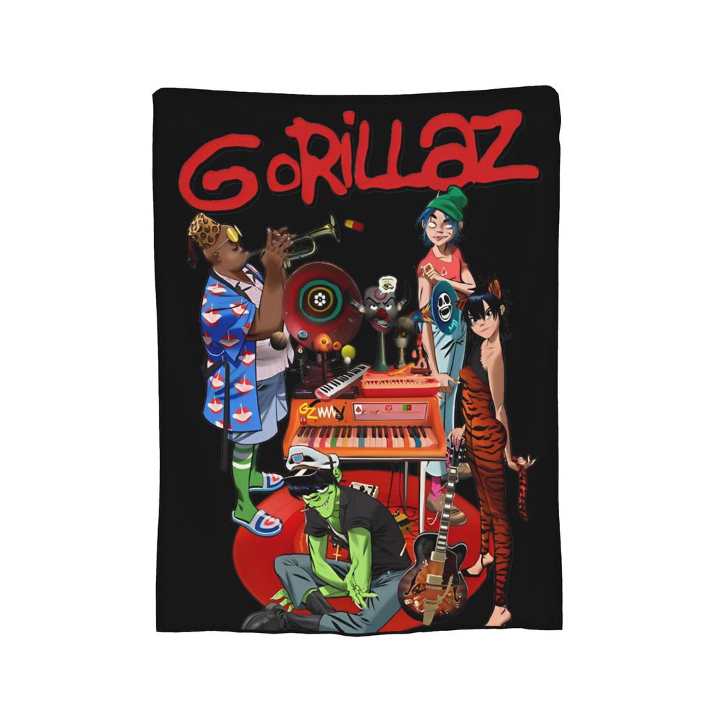 Gorillazs Rock Music Knitted Blanket Flannel Lightweight Throw Blanket for Outdoor Travel Bedroom Quilt