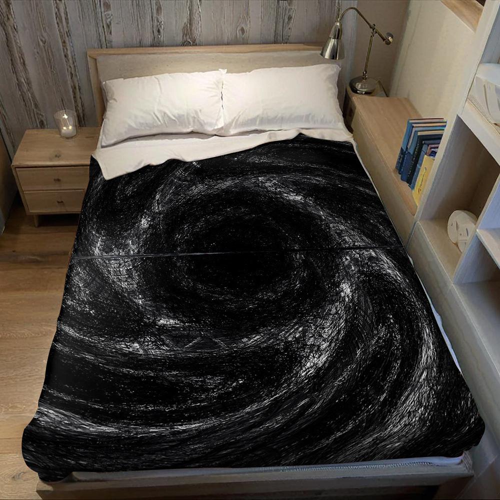Black Spiral Flannel Blanket Warm Soft Halloween Christmas Couch Warm Cozy Decorative Decor Gift for All Season
