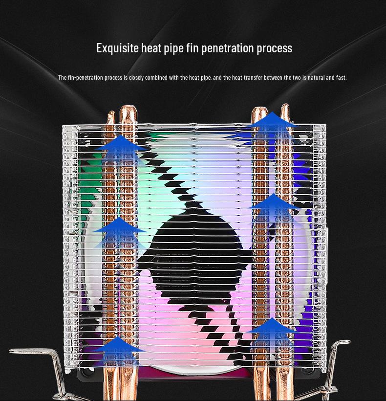 Frost Dual Heat Pipe Silent CPU Cooler with Luminous Fan for AMD & Intel 1151/1155/2011 Desktops