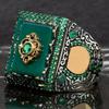 New Inlaid Emerald Mens Luxury Ring Retro Domineering Personality Jewelry for Banquet Party Gifts