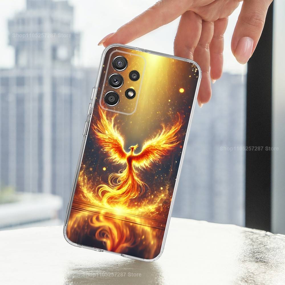 Myth Art Red Blue Phoenix For Samsung A51,30,71,S9,Ultra,Lite,S23,20,FE,22,21,PIus,10,Transparent, Silicone Case