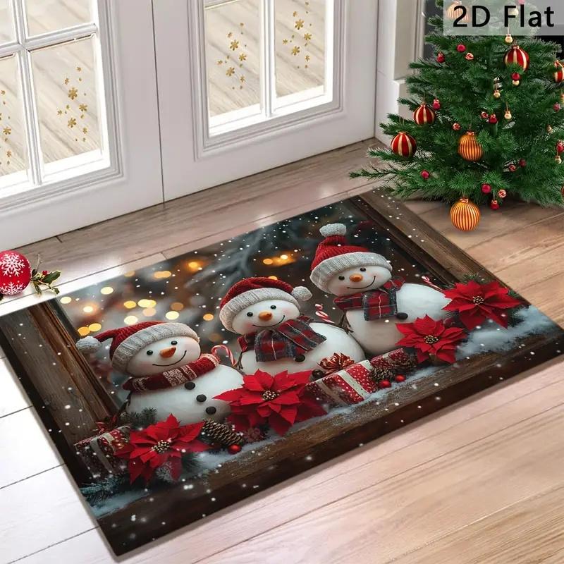 1pc Three Santa Claus Doormats Snowman Floor Mat Living Room Rug for Bedroom Welcome Mat Outdoor Rug Christmas Rug