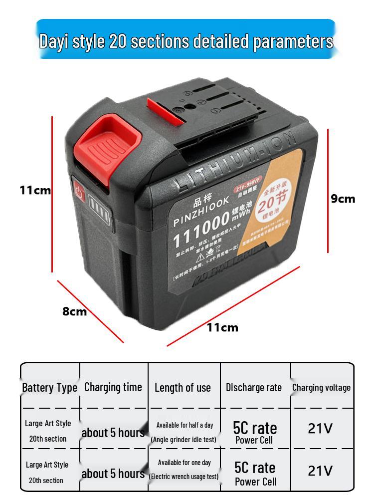 21V High-Capacity Lithium Battery for Makita Angle Grinder/Electric Wrench (Da Yi A3 Model)