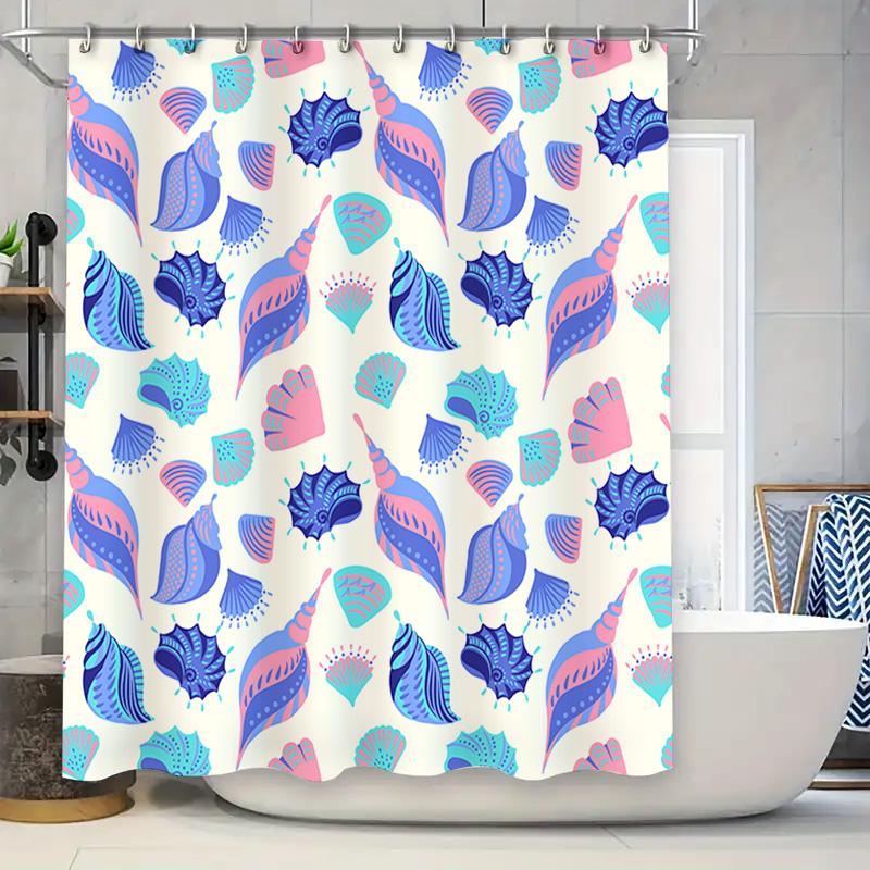 

Colorful Seashell Blue Pink Bath Shower Curtain Set For Bathroom Decor 3D Printed Fabric Waterproof Shower Curtain With Grommets W60H190(CM)-1 Pcs