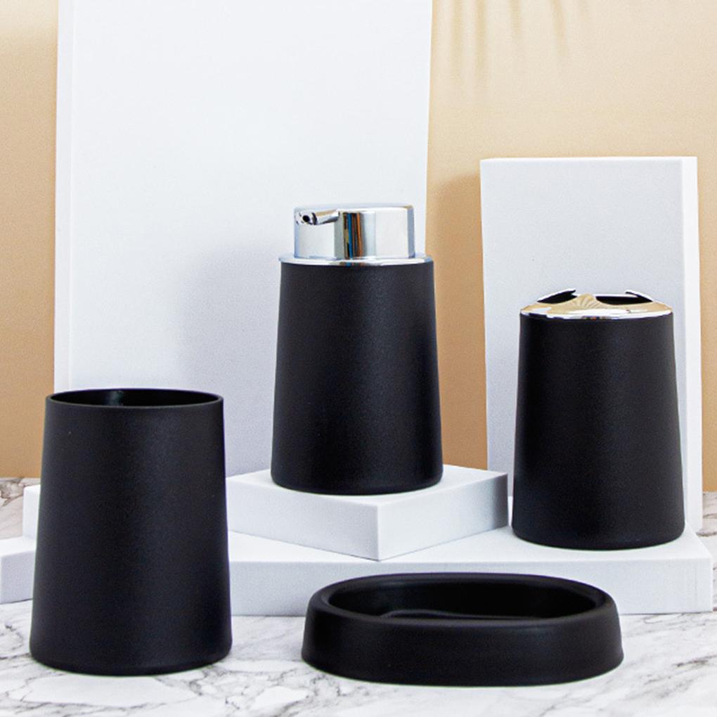 Edelstahl Bürstengriff Zahnbürstenbecher Rostfrei und Langlebig Badezimmer-Set Badezimmer-Toilettenartikel Aufbewahrungszubehör schwarz ZT-T223