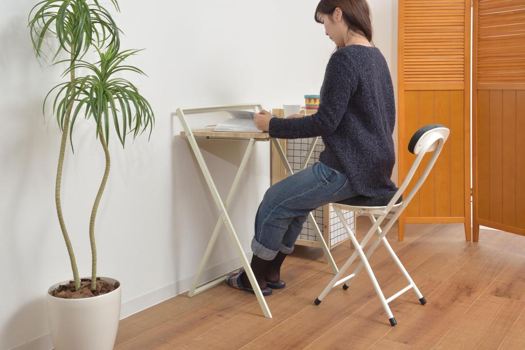 AZUMAYA Folding Desk White PT-780WH