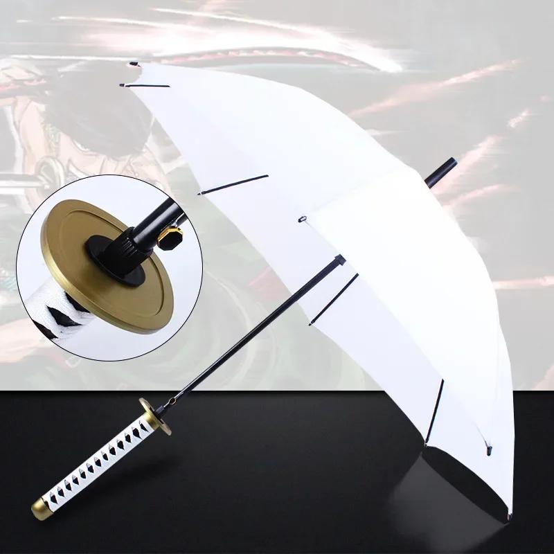 8 Bones Anime Umbrella with Long Handle Windproof Samurai Sword Japanese Ninja-like Sun Rain Straight Beach Umbrella for Gifts