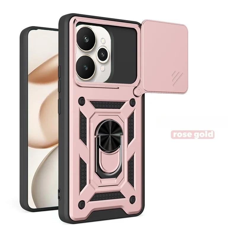 Przesuwane Etui Pancerne na Aparat Dla Realme 15 Pro 5G Magnetyczny Uchwyt Samochodowy Pierścień Ochronny Funda Dla Realme 15T Realme15 Pro 15Pro Tylna Pokrywa
