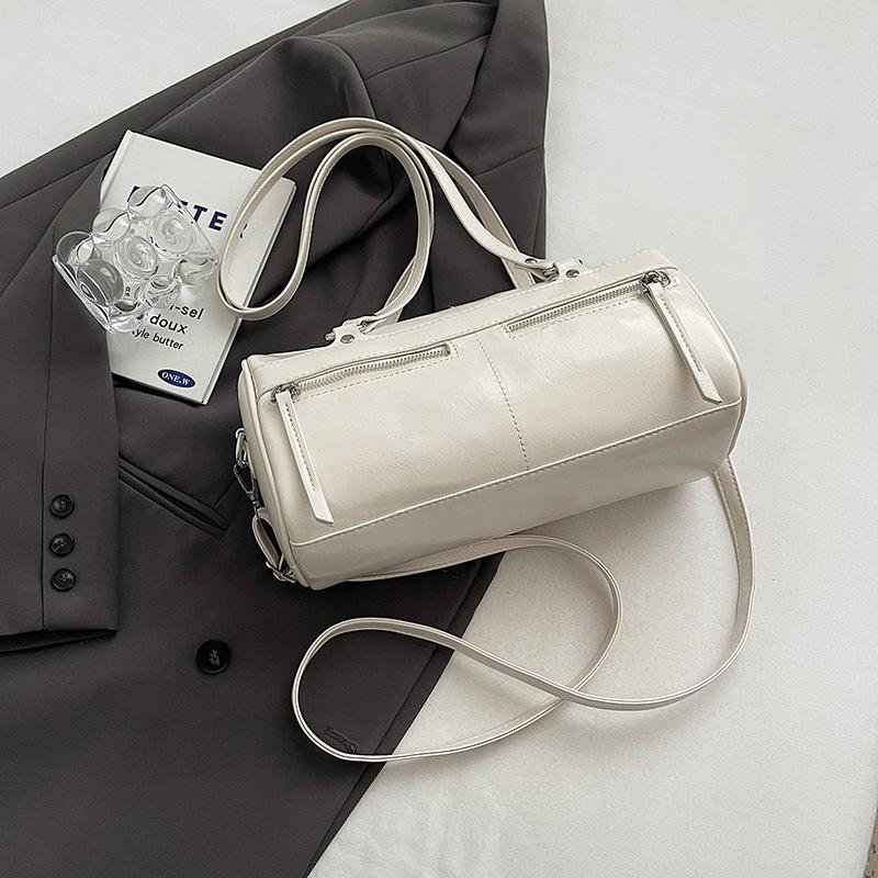 Yogodlns Underarm Barrel-shaped Bag For Women New Fashion Solid Crossbody Bag Versatile Large Capacity Shoulder Commuter Bag