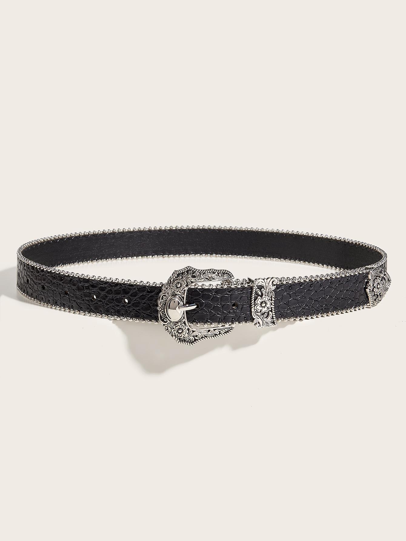 

Пояс для похудения Модный ремень с пряжкой из сплава Для винтажного сочетания с юбками серебряный