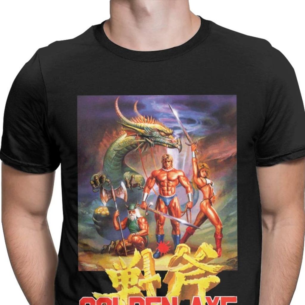 Golden Axe Streets Of Rage T-Shirt für Herren Reines Baumwoll-Vintage-T-Shirt Retro Axel Blaze Kampfspiel-T-Shirts