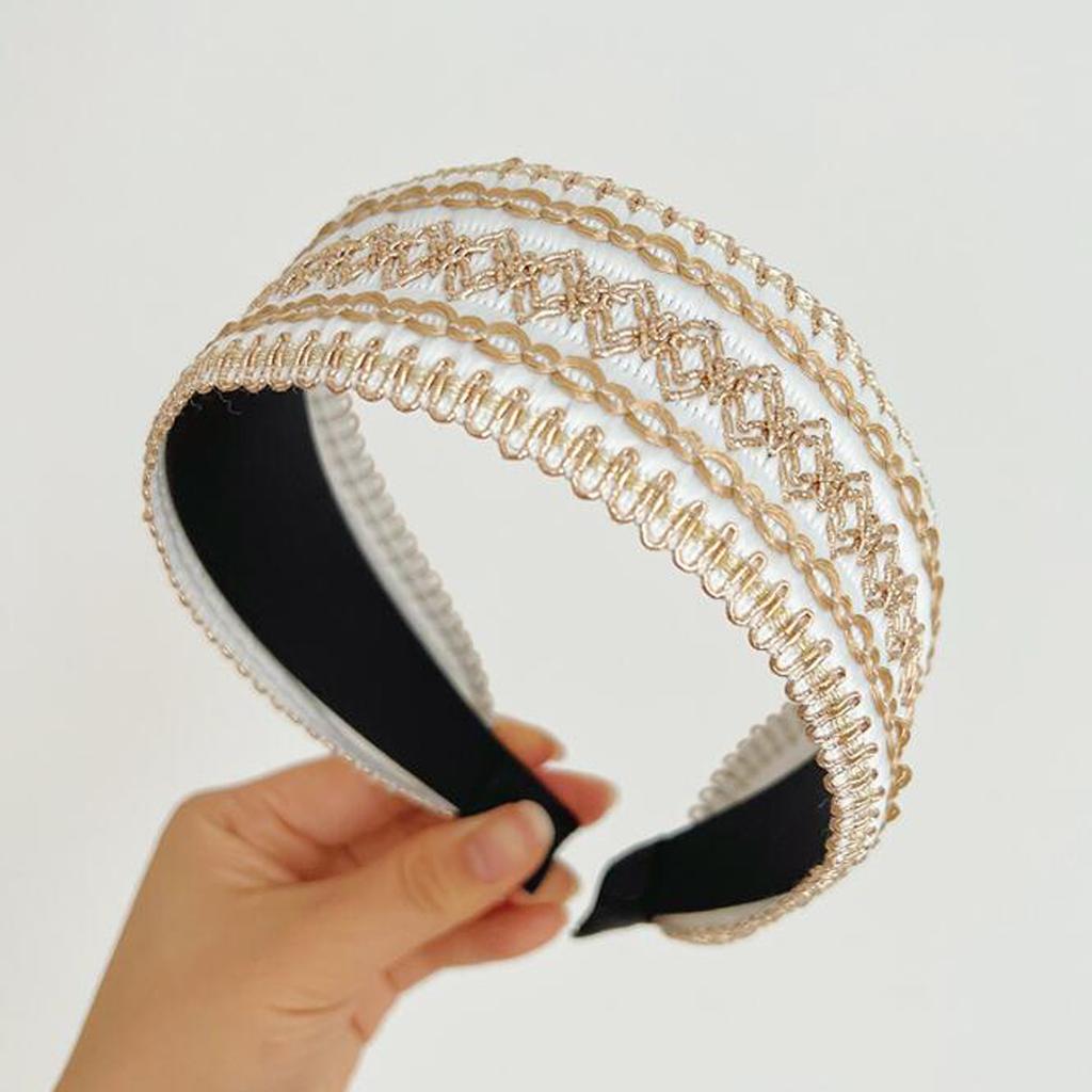 PROLY Neue Mode Haaraccessoires für Frauen Breite Seite Vintage Böhmisch Kopfschmuck Mittiger Knoten Turban Mädchen Stirnband Haarband