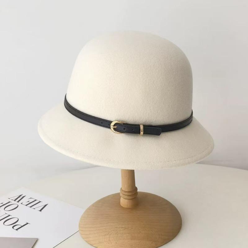Mei 2025 New Hepburn Style Woolen Fisherman's Hat Children's Autumn and Winter French Retro Basin Hat, Temperament Top Hat