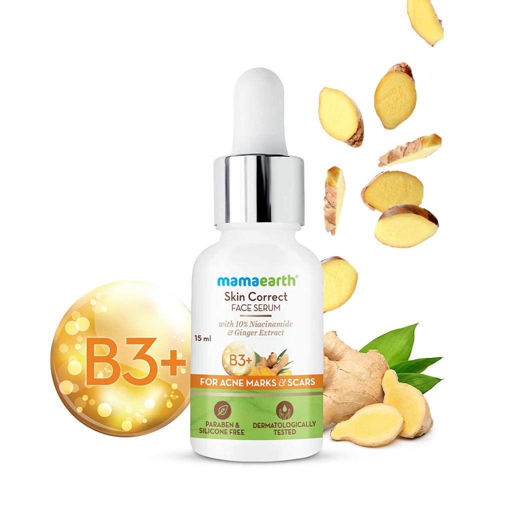 Mamaearth Skin Correct Face Serum With Niacinamide & Ginger Extract For Glowing Skin, Reduces Blemishes, 15ml