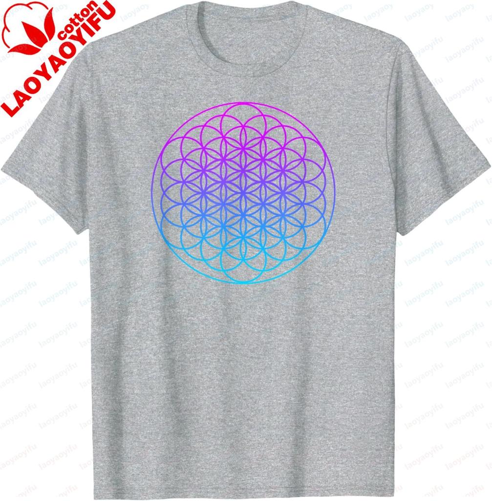 Sacred Geometry Shirt Flower Of Life Tshirt Unisexs And Unisexs 100 Cotton Shortsleeved Shirt Couple Y2k Graphic Tee