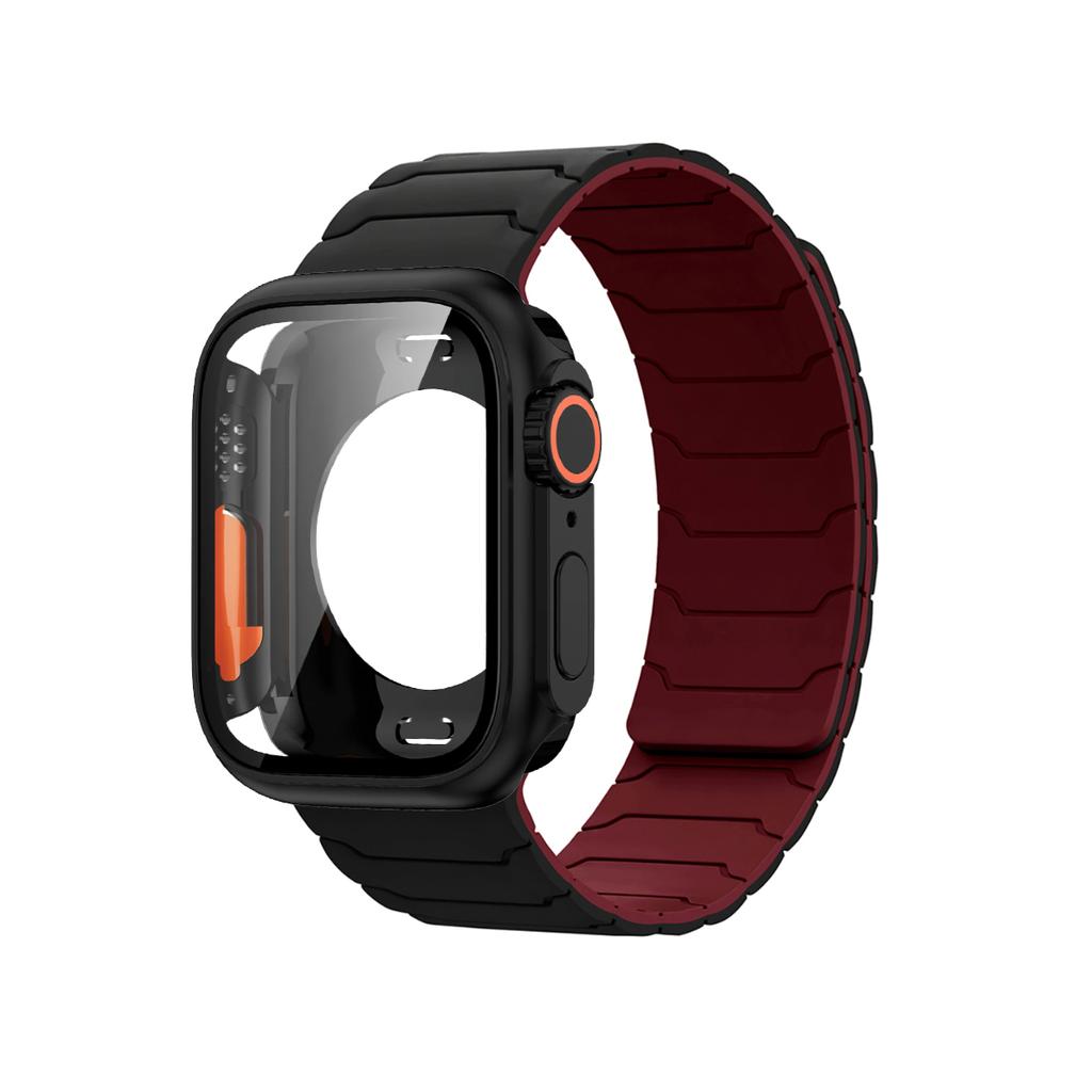 Fodral+Armband För Apple Watch Band 45mm 44 41 42 40mm Silikonarmband för Iwatch Serie 3 4 5 6 Se 7 8 9 10 Byt till Ultra Case