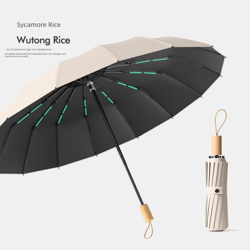 Large Umbrella for Men, Reinforced and Thickened, Sturdy and Wind-Resistant, Dual-Purpose for Sun and Rain, Manual Folding, Black Coating for Sun