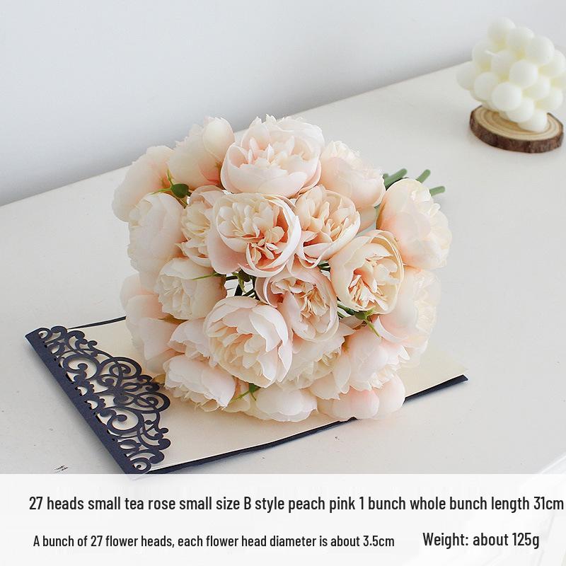 27 Boccioli di Camelia e Rosa Bouquet da Sposa - Fiori Artificiali in Seta per Matrimoni e Celebrazioni