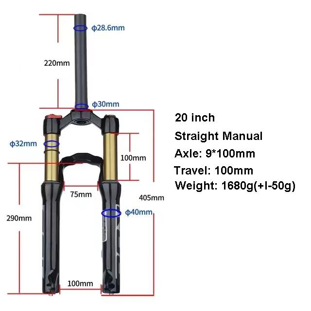 BOLANY 20inch/24inch Air Suspension Mtb Straight Manual/Remote Shock Absorber Rear Corolla Structure Design for Student‘s Bike