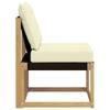 Outdoor Center Sofa Solid Acacia Wood Frame and Textilene Fabric White