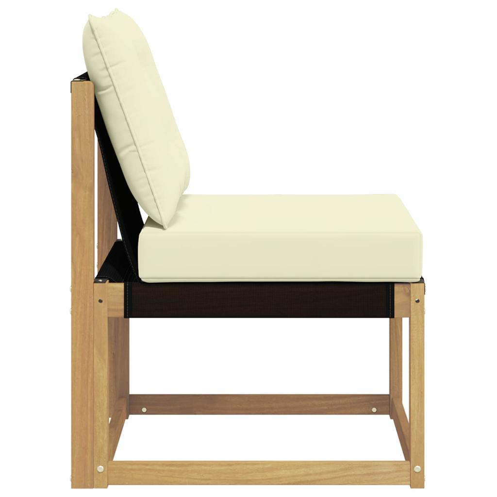 Outdoor Center Sofa Solid Acacia Wood Frame and Textilene Fabric White