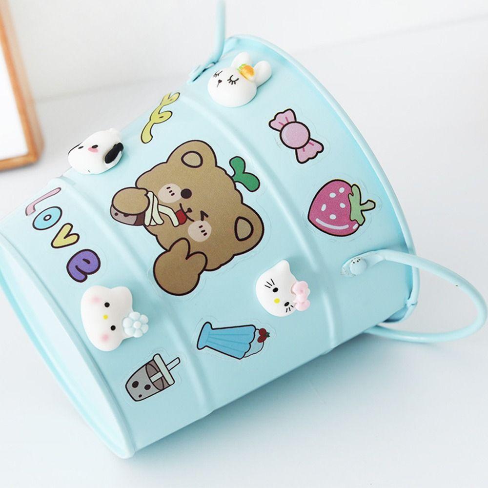 High-capacity Pen Container Iron Stationery Storage Box Makeup Brush Storage Bucket  For Desk