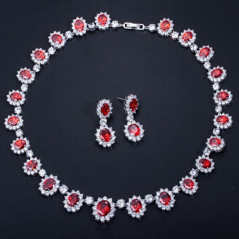 Dress Dinner Set Chain Zircon Bridal Earrings Necklace Two-Piece Set, Jewelry Set
