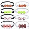 12Pcs Sports Ball Bracelet Baseball Tennis Basketball Rugby Beads Bracelets Adjustable Wax Cord Inspirational Sports