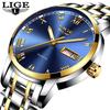 LIGE LG9846 Dual Calendar Quartz Waterproof Business Wristwatch