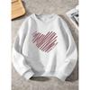 European sizes Kids' Casual Round Neck Sweatshirt with Heart & Text Print  - Cozy Winter Sweater for, Playdates, Casual Attire - Easy-Care ' Outerwear