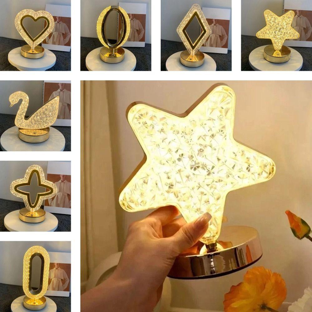Dimmable LED Atmosphere Lamp Cordless Star Bedside Lamp Creative Crystal Night Light  Bedroom