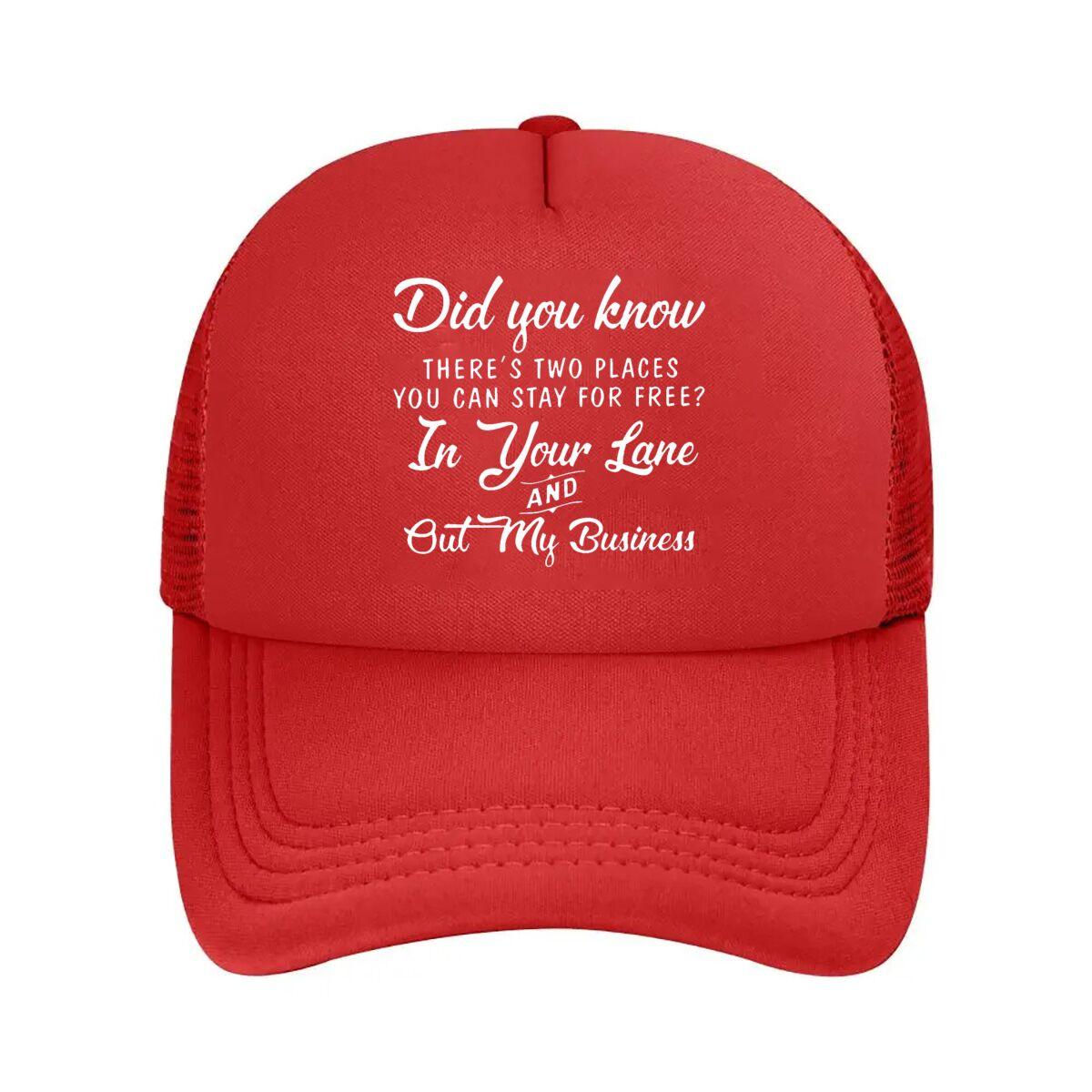 Funny Vinyl Car Sticker In Your Lane Out My Business Mesh Baseball Cap Hip Hop Adjustable