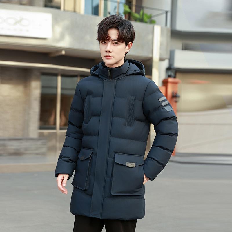 

Мужская одежда на хлопковой подкладке среднего и длинного размера, съемный воротник, свободные куртки, куртки на хлопковой подкладке со стойкой 4XL темно-синий